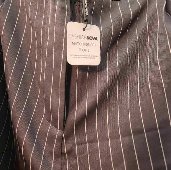 Fashion Nova Gray Blazer Pinstripe Short Set - Picture 5 of 8